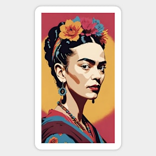 Frida's Vivid Persona: Colorful Portrait Magnet